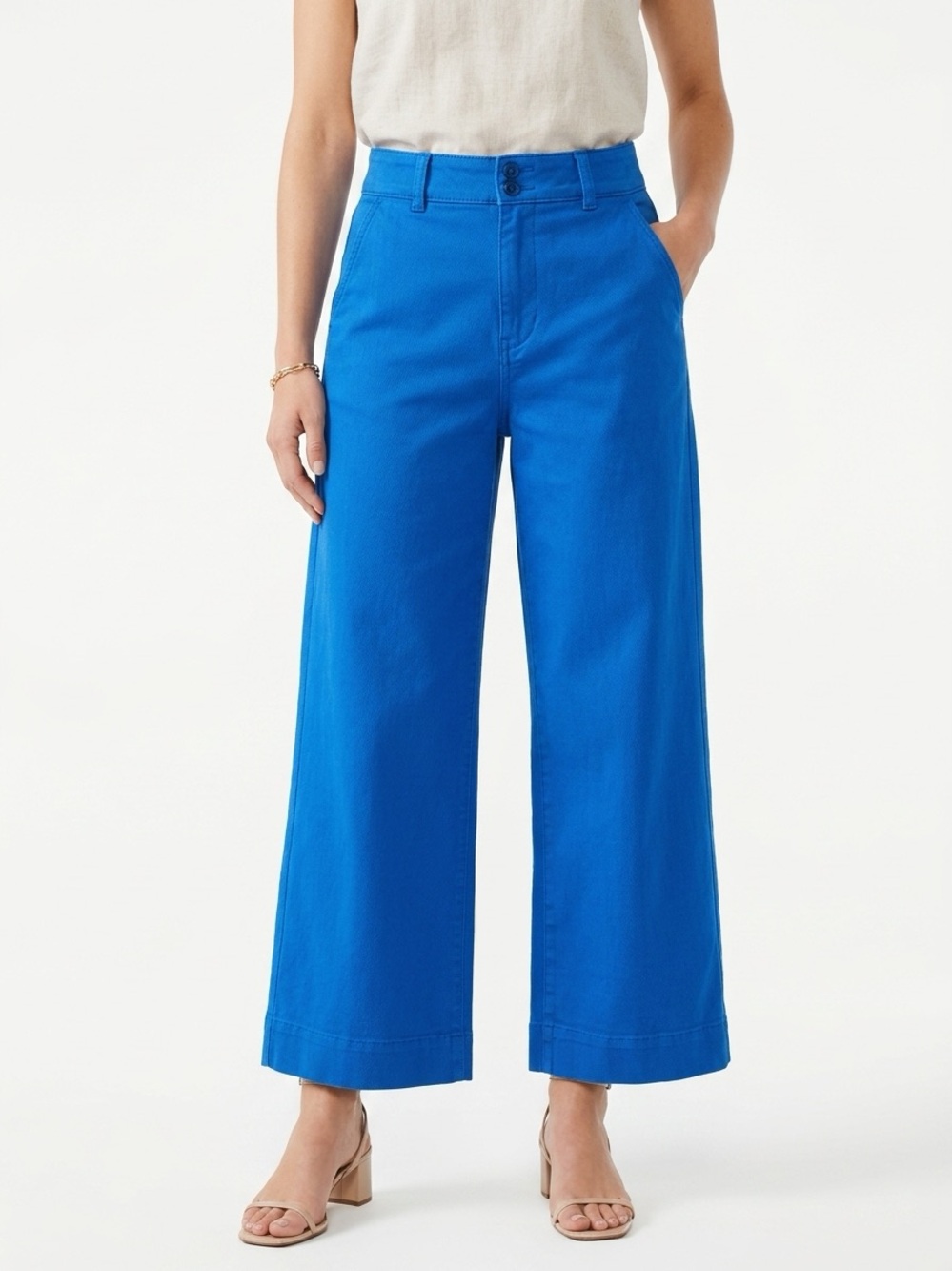 Everlane Utility Wide Leg Crop Pant Bright Blue Organic Cotton Size 6 - Picture 1 of 12